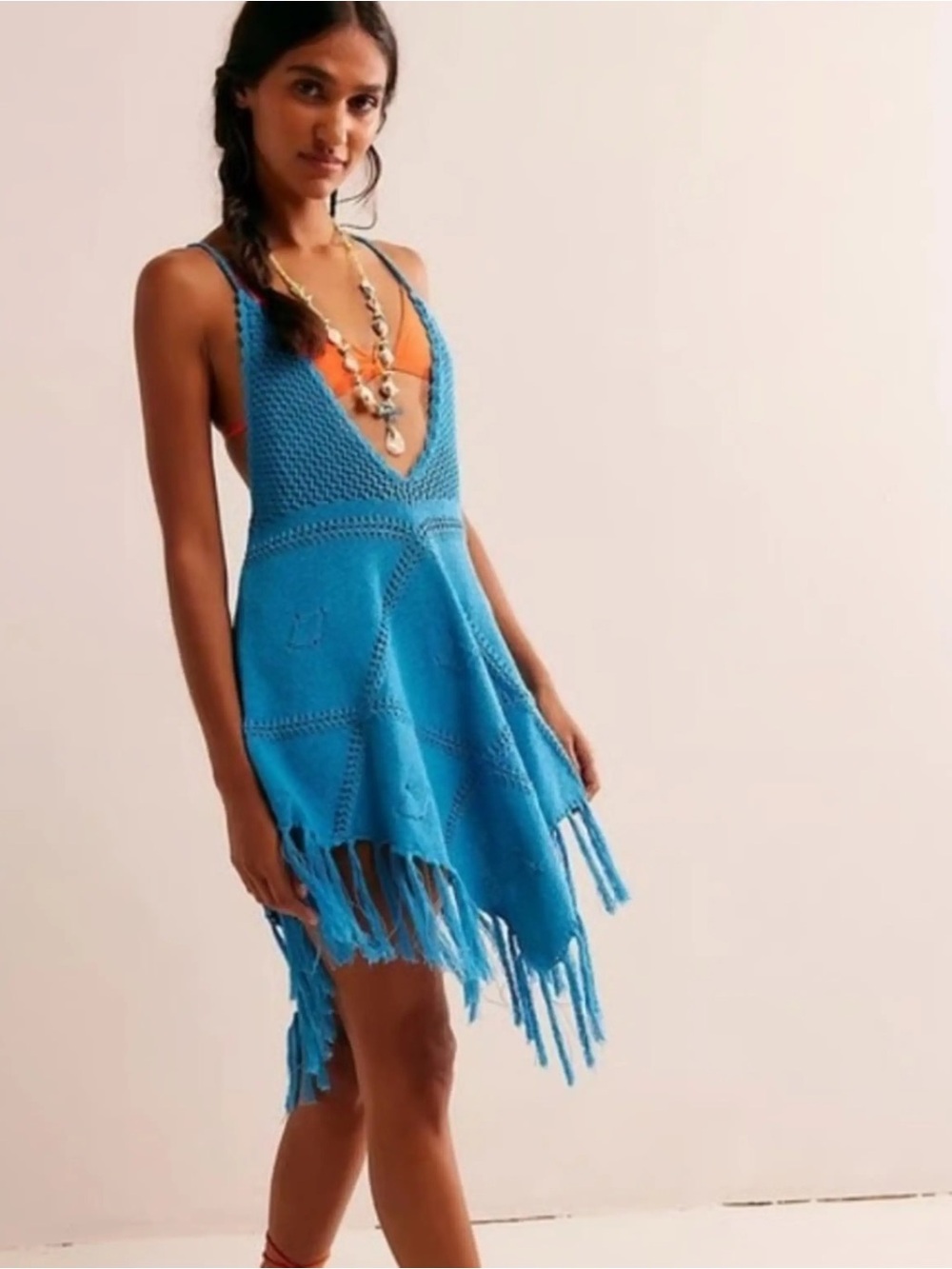 Free People Crochet Fringe Swim Coverup Dress